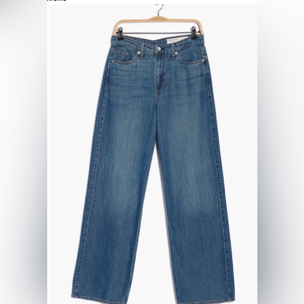 rag & bone Blue Lori  Mid - Rise Wide Leg Jeans